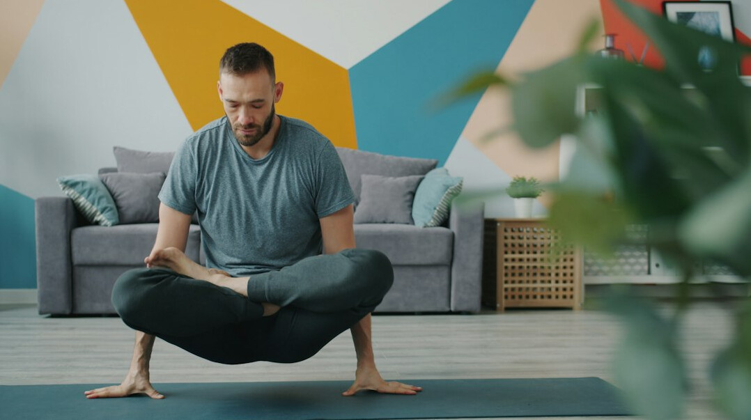 beginner doing squats at home